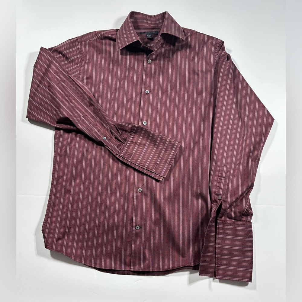 Banana Republic Red and Cream Dress Shirt with Pinstripes